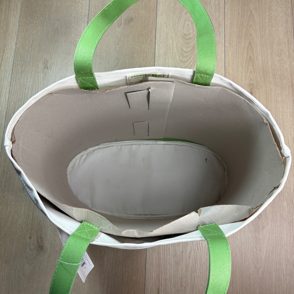 Barnes & Noble Sarah Wilkins Spring Green Garden Canvas PWP Tote Bag Green Cream - Picture 7 of 8